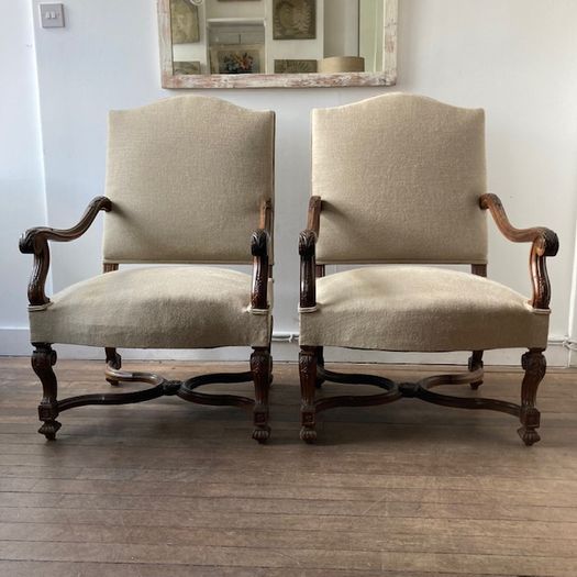 Carved French Armchairs