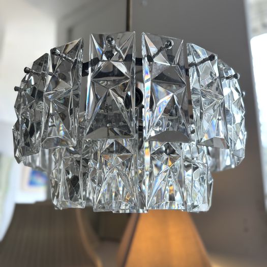 Glass & Chrome Chandelier by Kinkeldey