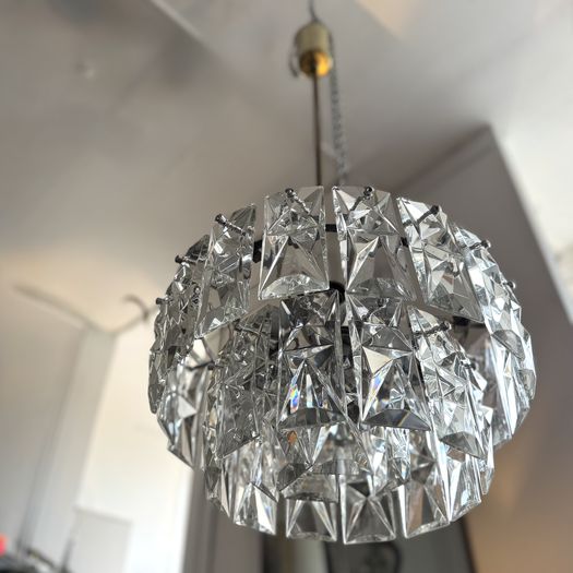 Glass & Chrome Chandelier by Kinkeldey