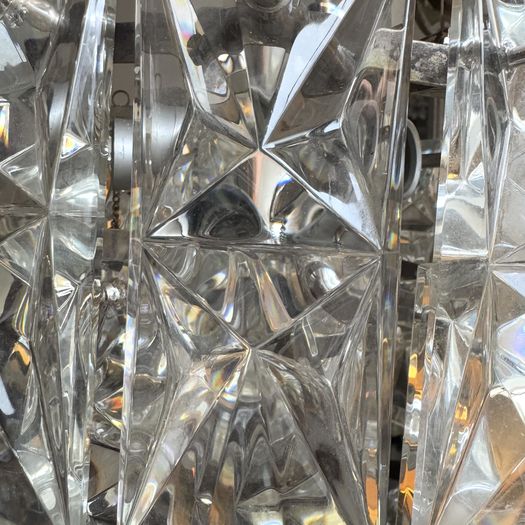 Glass & Chrome Chandelier by Kinkeldey