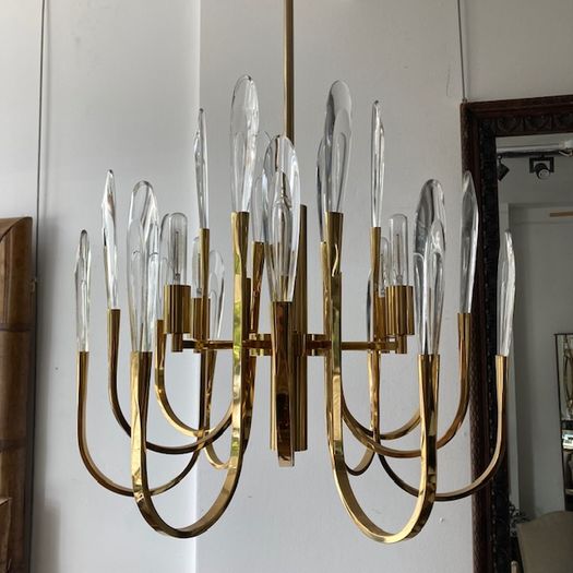 Brass and Crystal Chandelier