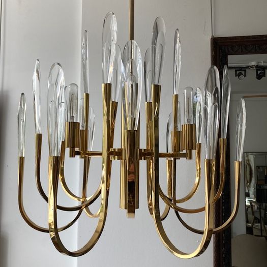 Brass and Crystal Chandelier