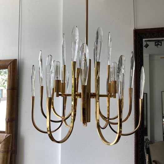 Brass and Crystal Chandelier