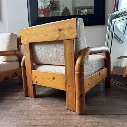 Pair of Pine Frame Armchairs