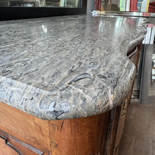18th Century French Serpentine Fronted Marble Top Commode