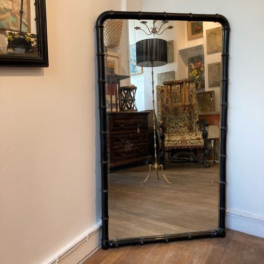 Faux Bamboo Ebonised Mirror