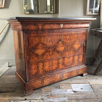 Burr Walnut Marble Commode