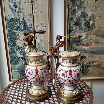 Pair large C19th vases converted to lamps