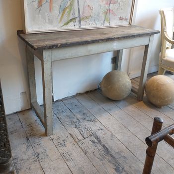 Rustic C19th old painted pine console table