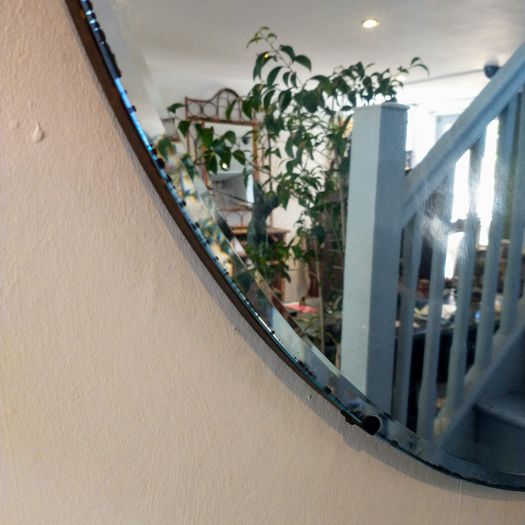 1920s large round frameless mirror