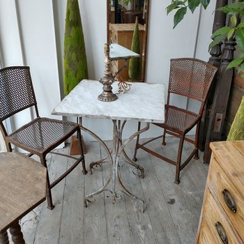 Antique French Iron & stone patisserie style table