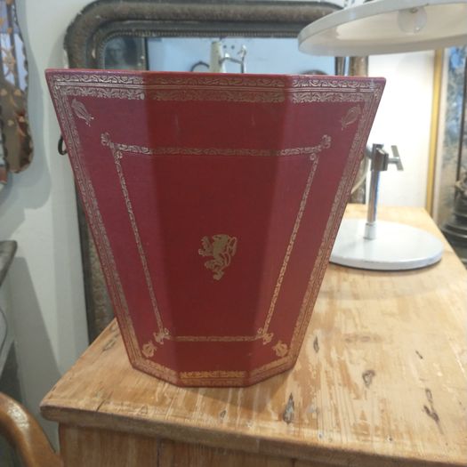 Vintage leather paper bin