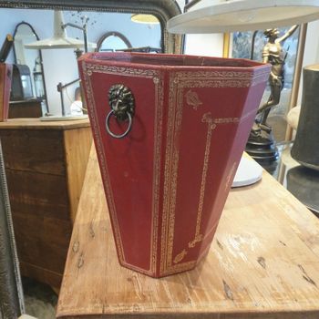 Vintage leather paper bin