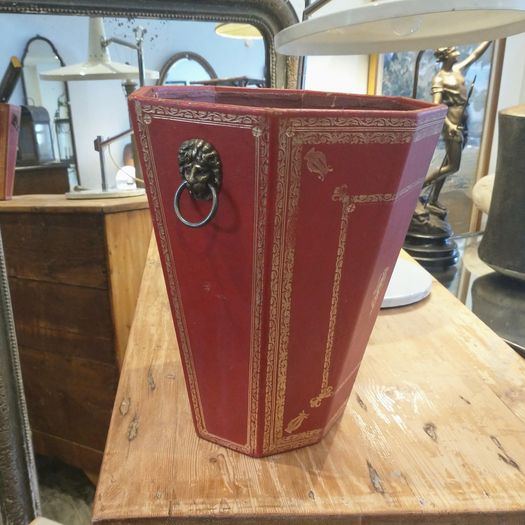 Vintage leather paper bin