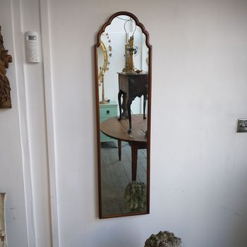 Early C20th walnut arch mirror