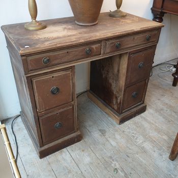English C19th country painted pine ped desk