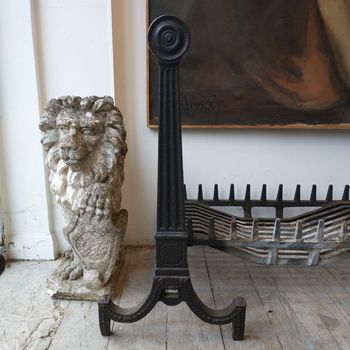 Georgian andirons & fire basket