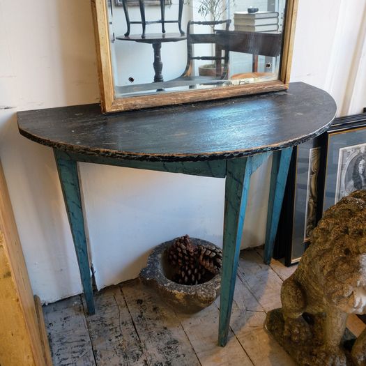 Antique painted pine Demi lune console