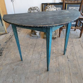 Antique painted pine Demi lune console