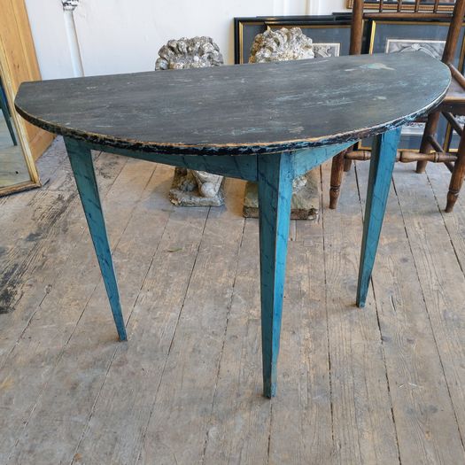 Antique painted pine Demi lune console