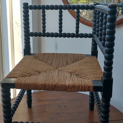 C19TH ebonised bobbin corner chair