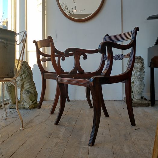 Pair of Regency elbow chairs