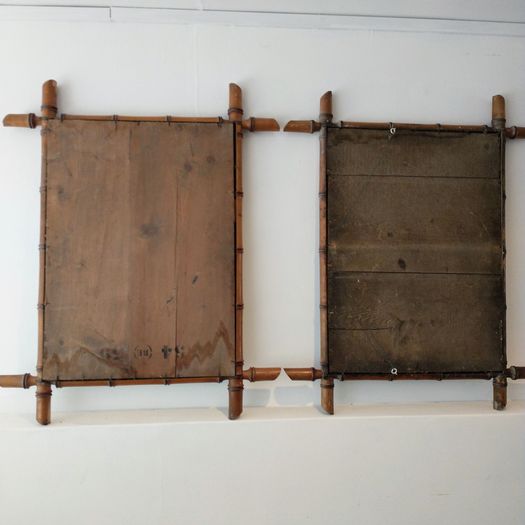 Pair antique French faux bamboo mirrors