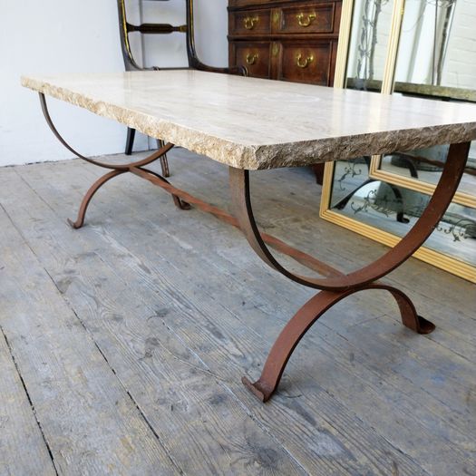 Brutalist mid century marble coffee table