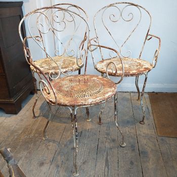 Large iron garden chairs