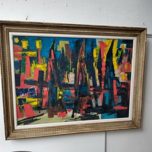 Mid century abstract oil on canvas