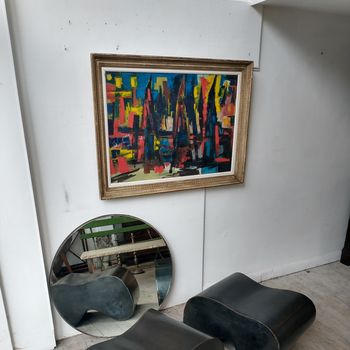 Mid century abstract oil on canvas