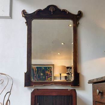 Large antique crested mirror