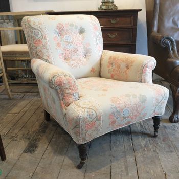 C19th large recently reupholstered armchair