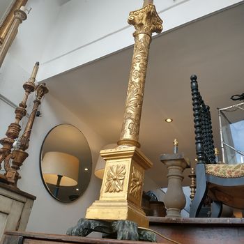 Antique water gilded column lamp