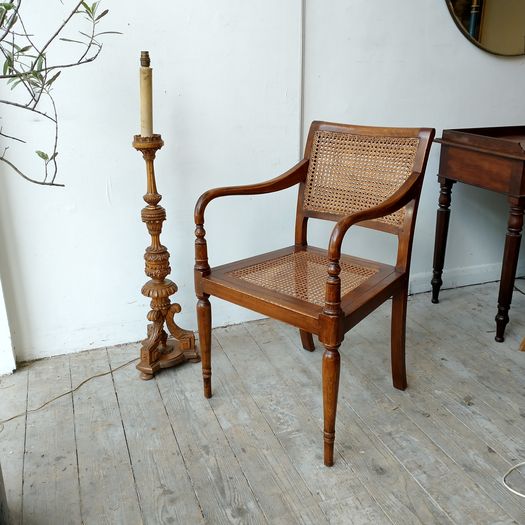 Pair Colonial teak armchairs