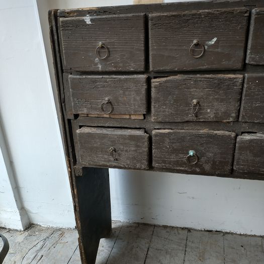 Antique drawers. Old painted pine