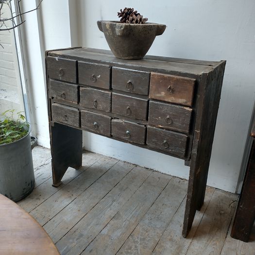 Antique drawers. Old painted pine