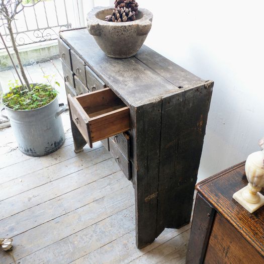 Antique drawers. Old painted pine