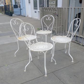 Set 4 French iron garden chairs