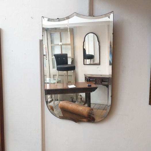 Large 20s frameless shield mirror