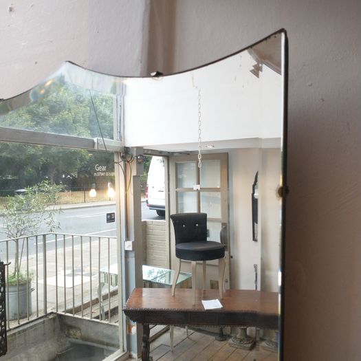 Large 20s frameless shield mirror