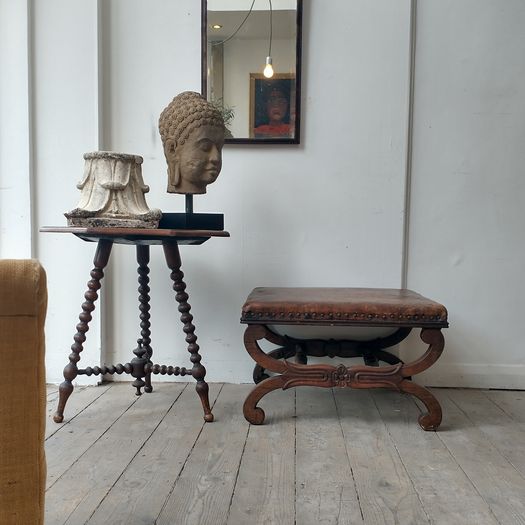 Large X frame antique stool