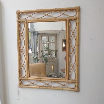 Vintage 60s 70s bamboo framed mirror