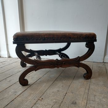 Large X frame antique stool