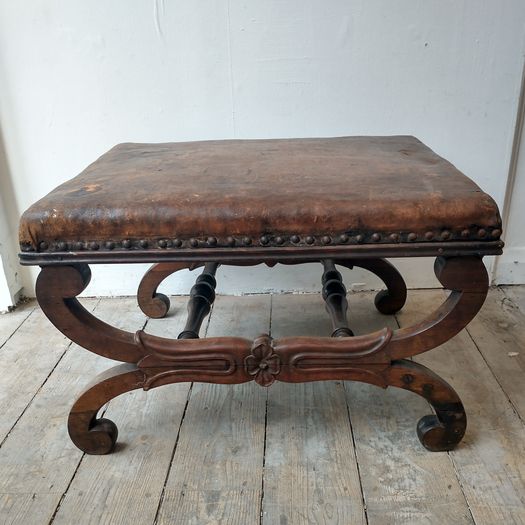 Large X frame antique stool