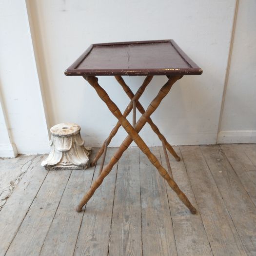 Antique painted x framed folding table