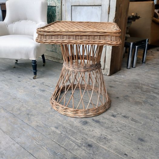 1950s weaved cane side table