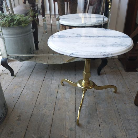 Mid century marble & polished brass drinks table