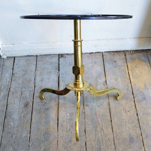 Mid century marble & polished brass drinks table