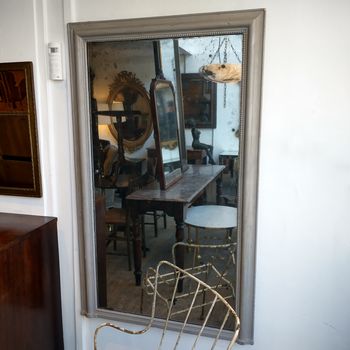 French Louis Philippe grey painted mirror
